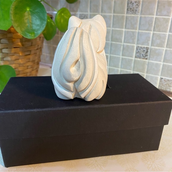 Vintage Artesania Rinconada Uruguay Hand Carved Clay Persian Cat White - Picture 3 of 7